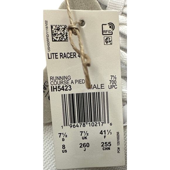 ADIDAS IH5423 Lite Racer 4.0 Cloud White Core Black Mens Size 8 New - Picture 5 of 6